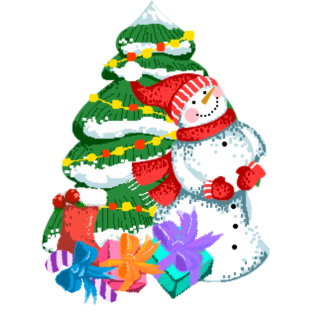 Partnerwolrds—christmas happy snowman guarding beautiful